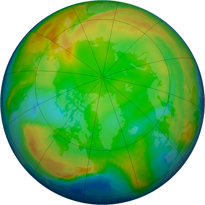 Arctic ozone map for 11 January 1997